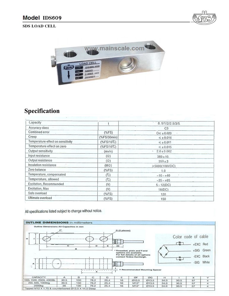 IDS609 Load cell SDS