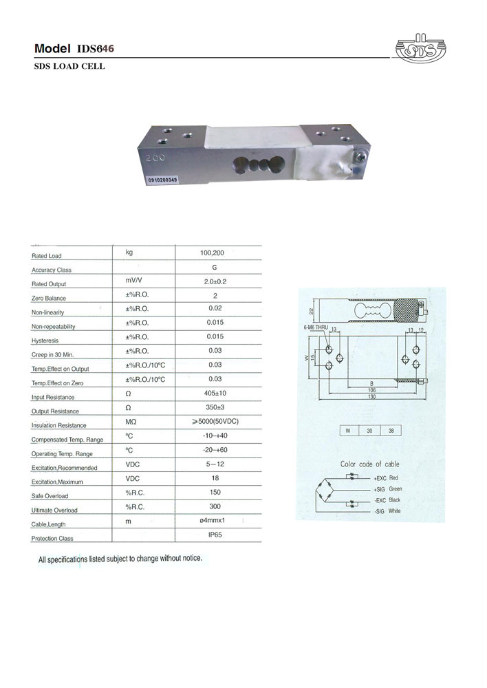 IDS646 LOAD CELL SDS